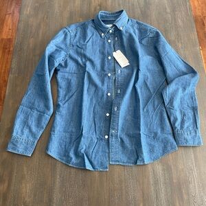 Mango Casual Blue Denim Button-Down Shirt